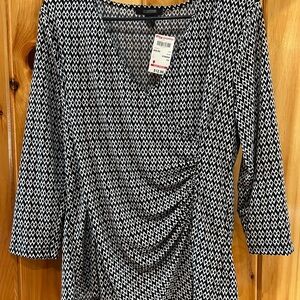 JB by Julie Brown Black & White Geometric Wrap-Front Tunic